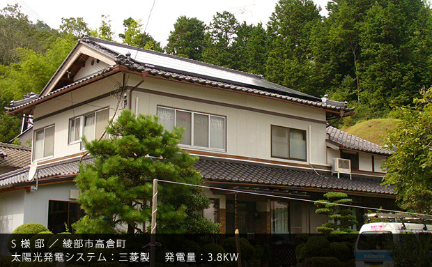 S 様 邸 ／ 綾部市高倉町　太陽光発電システム：三菱製　発電量：3.8KW