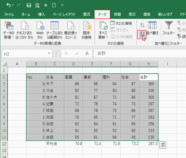 並べ替えの使い方 Excel基本講座
